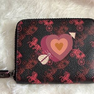 COACH Wallet With Horse And Carriage Print And Heart